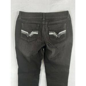 Mudd Women's Skinny Jeans Size 7 Black Faded‎ Embroidered 30x30